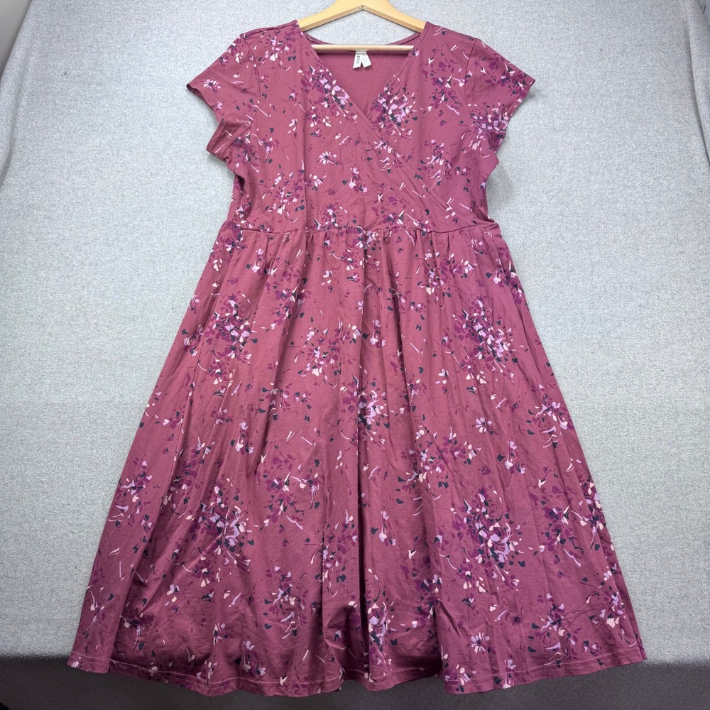 Pact Dusty Rose Floral Wrap Midi Dress